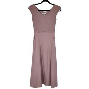 Athleta Ryder V-Neck Cut Out Back Pocket Fit and Flare Midi Dress Size XS